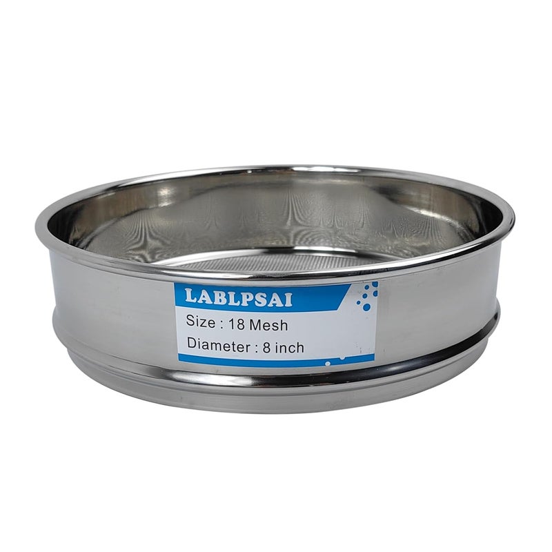 LABLPSAI 18 Mesh Lab Sieves 8" Diameter 304 Stainless Steel Wire Cloth Test Sieve for Industrial Laboratory Home - Image 1